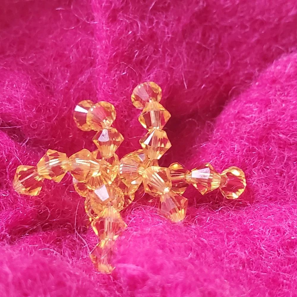Handmade wool swarovski crystals large hot pink flover brooch and hair decor